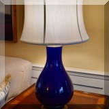 DL01. 2 Accent Biltmore Collection cobalt blue porcelain gourd lamps. 31”h 
